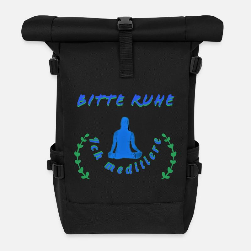 Relaxing Meditation Message - Roll Top Backpack - black