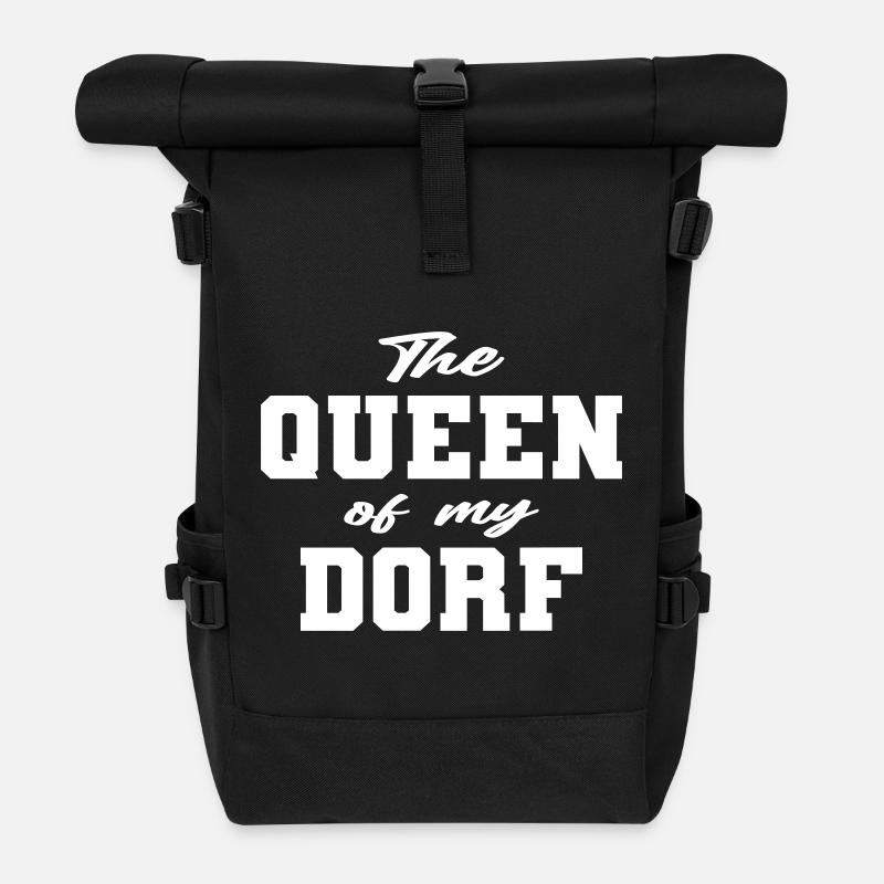 Königin im Dorf lustiger Spruch - Rolltop Rucksack - Schwarz