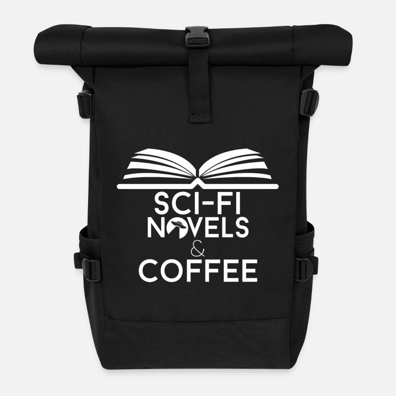 Book Lover Sci-Fi, Romane und Kaffee - Rolltop Rucksack - Schwarz