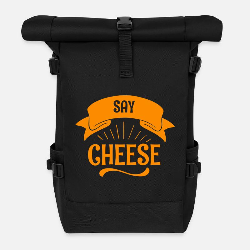 Say Cheese Orange Banner - Rolltop Rucksack - Schwarz
