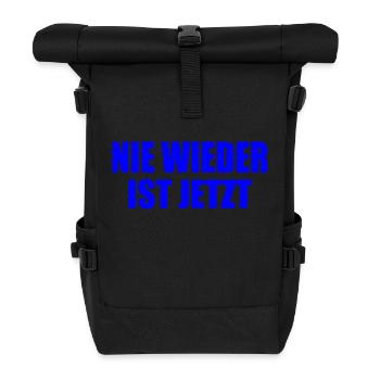 Nie wieder ist jetzt - Rolltop Rucksack - Schwarz - Vorne