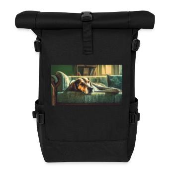 Niedliche Tiere chillen – Hund - Rolltop Rucksack - Schwarz - Vorne