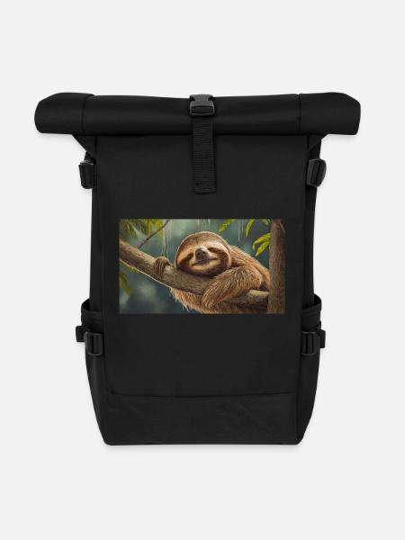 Niedliche Tiere chillen – Faultier - Rolltop Rucksack - Schwarz