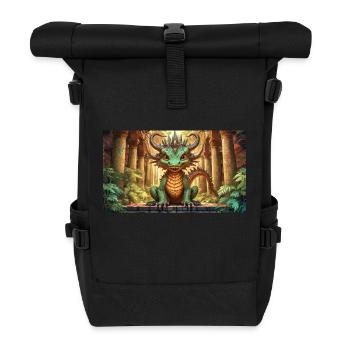 Dragon - Junge niedliche kleine Monster - Rolltop Rucksack - Schwarz - Vorne