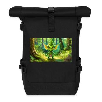 Goblin - Junge niedliche kleine Monster - Rolltop Rucksack - Schwarz - Vorne