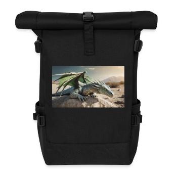 Un majestueux désert de dragon vert réaliste - Sac à dos roll top - noir - Devant