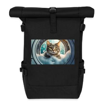Wortspiel – Katzenwäsche - Rolltop Rucksack - Schwarz - Vorne
