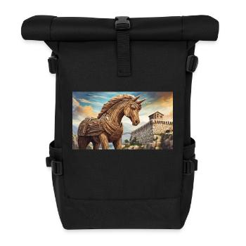 schöne mythische Orte – Trojanisches Pferd - Rolltop Rucksack - Schwarz - Vorne