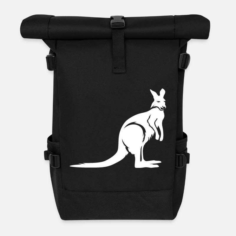 Känguru Australien TIere Logo Illustration Icon - Rolltop Rucksack - Schwarz
