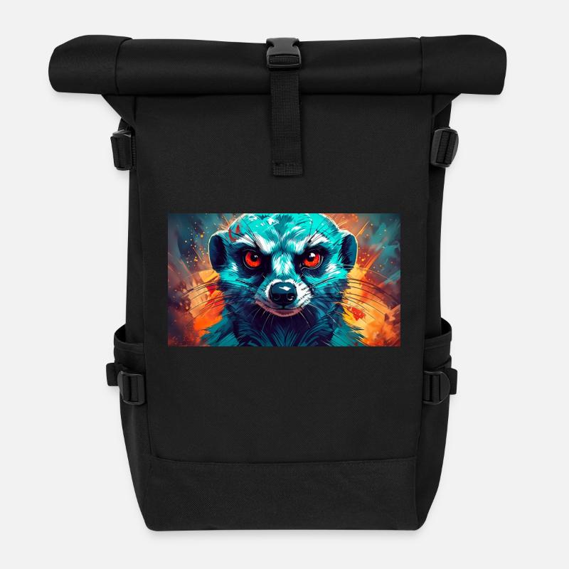 Süße mürrische griesgrämige Tiere - Erdmännchen - Rolltop Rucksack - Schwarz