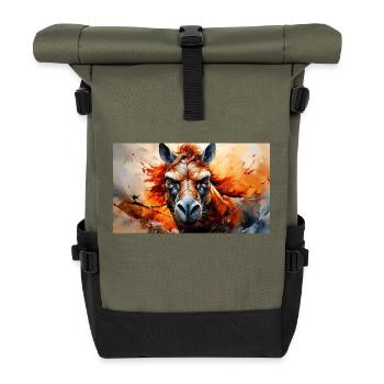 Süße mürrische griesgrämige Tiere - Pferd - Rolltop Rucksack - Olive/Schwarz - Vorne