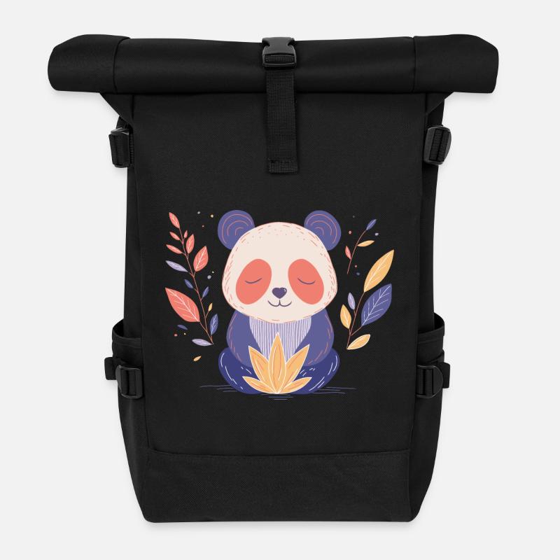 Yogi Panda - Roll Top Backpack - black