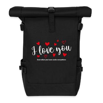 Je T'aime / I Love You / I Love You T-shirt 17 - Roll Top Backpack - black - Front