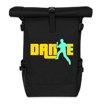 Dance Text Tanzender Mann Silhouette Party Musik - Rolltop Rucksack - Schwarz - Vorne