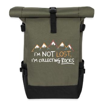 Pas perdu – seulement à la chasse aux pierres - Sac à dos roll top - olive/noir - Devant