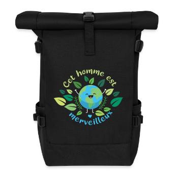 This man is Wonderful - Roll Top Backpack - black - Front