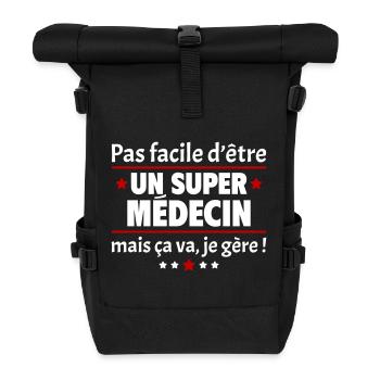 Pas facile d'être un super médecin, médecine, noël - Sac à dos roll top - noir - Devant