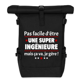 Pas facile d'être une super ingénieure,cadeau noël - Sac à dos roll top - noir - Devant