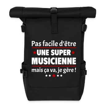 Pas facile d'être une super musicienne,cadeau noël - Sac à dos roll top - noir - Devant
