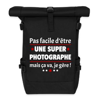 Pas facile d'être une super photographe, noël - Sac à dos roll top - noir - Devant