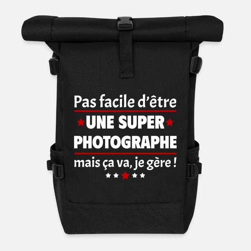 Pas facile d'être une super photographe, noël - Sac à dos roll top - noir