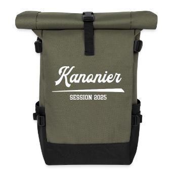 Karneval 2025 Kanonier Fasching Umzug Verein - Rolltop Rucksack - Olive/Schwarz - Vorne