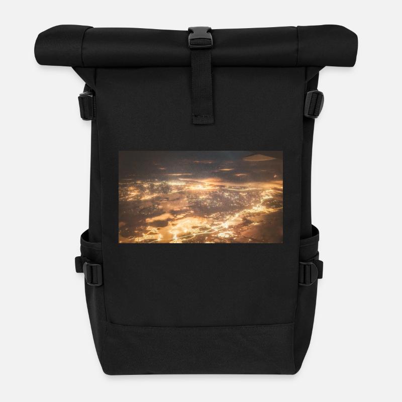 Flying above Oslo - Roll Top Backpack - black