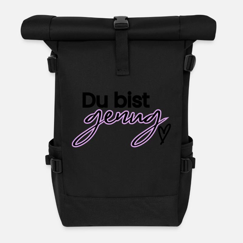 Du bist genug - Rolltop Rucksack - Schwarz