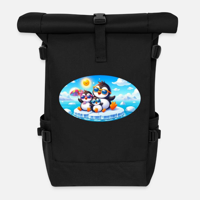 Lustige Pinguine - Rolltop Rucksack - Schwarz