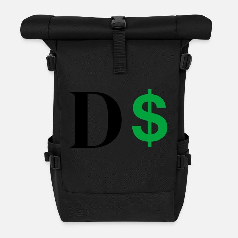 Dollar-Buchstabe - Rolltop Rucksack - Schwarz
