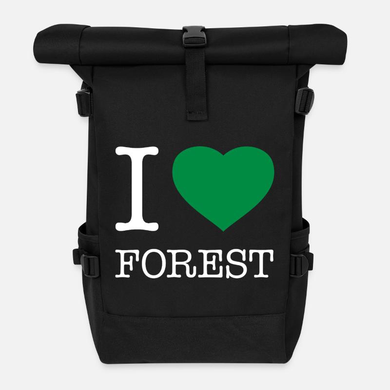 I LOVE FOREST - Rolltop Rucksack - Schwarz