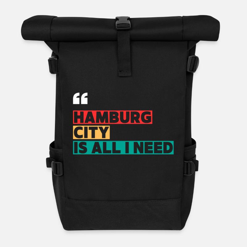 Hamburg City is all i need - Rolltop Rucksack - Schwarz