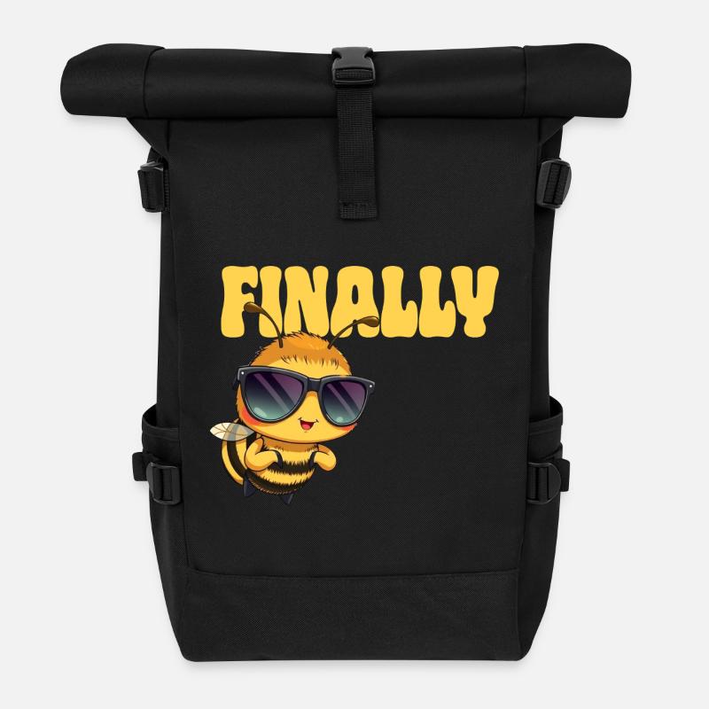 Biene - Rolltop Rucksack - Schwarz