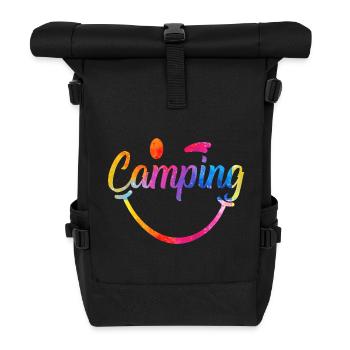Camping Farbenspiel Logo - Rolltop Rucksack - Schwarz - Vorne