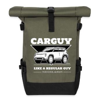 Car Guy Attitude Tee - Roll Top Backpack - olive/black - Front