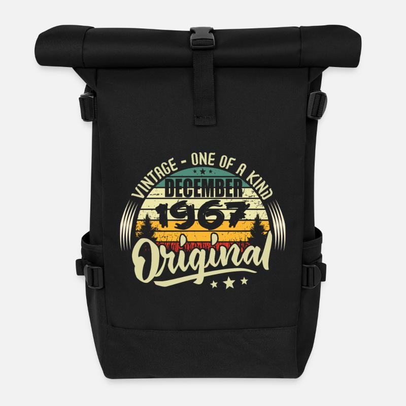 Dezember 1967 - Vintage Authentic Dezember 1967 - Rolltop Rucksack - Schwarz