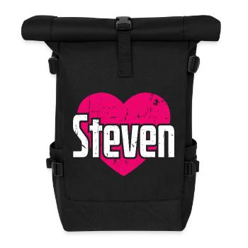I Love Steven Pinkes Herz Ich liebe Steven - Rolltop Rucksack - Schwarz - Vorne