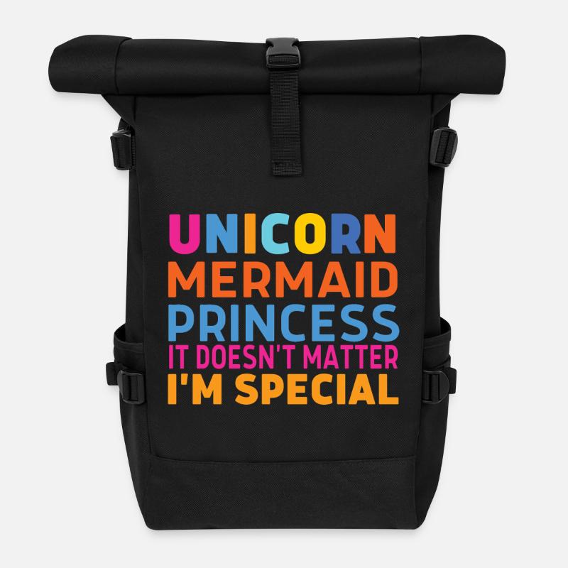 Unicorn mermaid princess - Roll Top Backpack - black