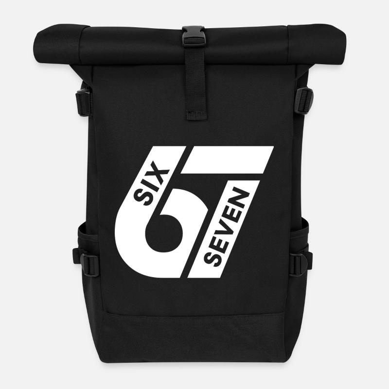 Lustig Sechs Sieben Six Seven 67 Jugendwort Meme - Rolltop Rucksack - Schwarz