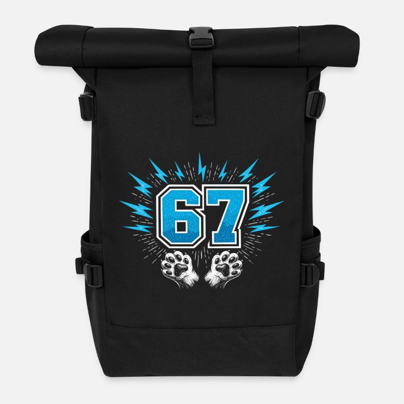 67 Six Seven - Katzenpfote - Rolltop Rucksack - Schwarz