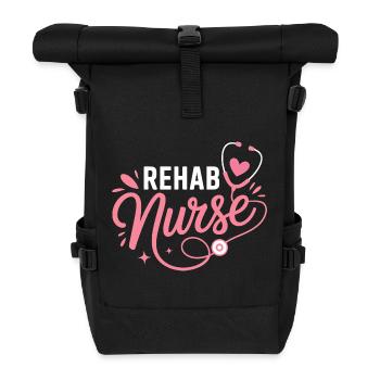 Rehab Nurse Stethoscope Design - Roll Top Backpack - black - Front
