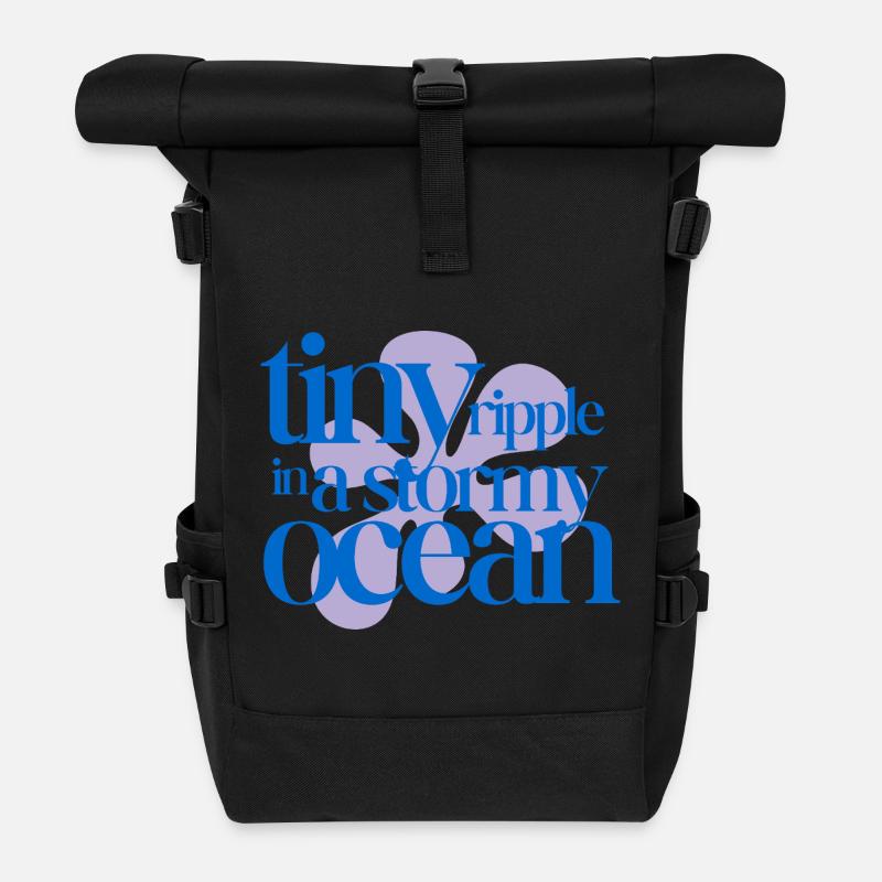 Tiny ripple in a stormy ocean (lavender) - Roll Top Backpack - black