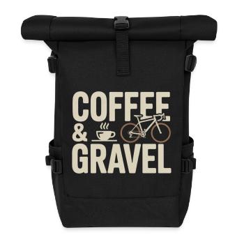 Coffee & Gravel – Gravel Bike Lifestyle Shirt - Roll Top Backpack - black - Front