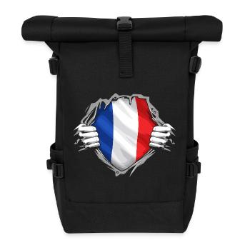 Drapeau Français Déchiré Style Patriotique France - Sac à dos roll top - noir - Devant