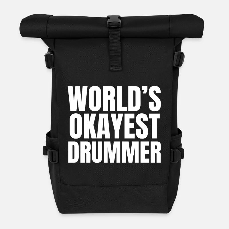 World's Okayest Drummer – lustiger Trommelhumor - Rolltop Rucksack - Schwarz