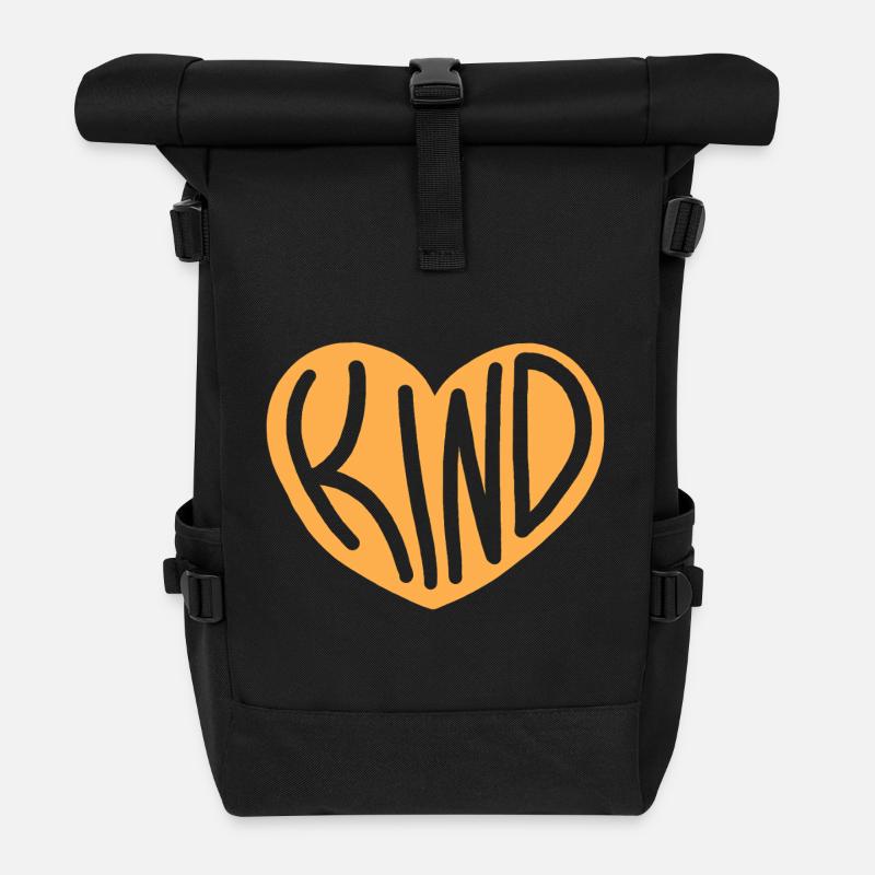 Heart KIND Typografie-Design - Rolltop Rucksack - Schwarz