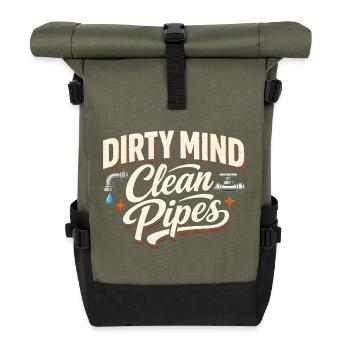 Schmutzige Gedanken | Kanalreinigung - Rolltop Rucksack - Olive/Schwarz - Vorne