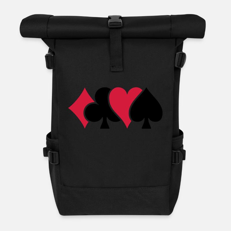 Playing Card Suits - Roll Top Backpack - black