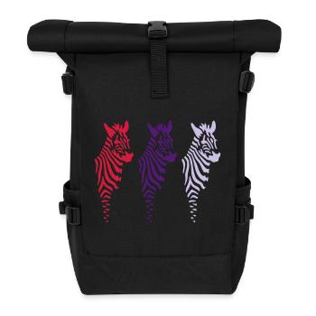 Three Zebras (b) - Rolltop Rucksack - Schwarz - Vorne