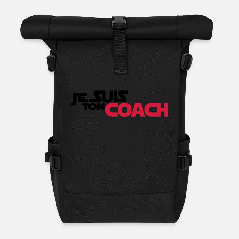 JE SUIS Ton coach - Sac à dos roll top - noir